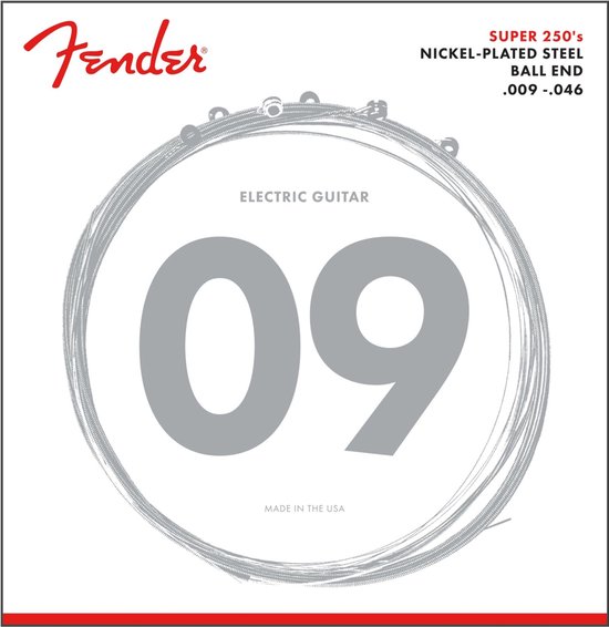 Fender F-250LR jeu de cordes électriques, nickel rond, lumière régulière, 009-011-016-026-036-046