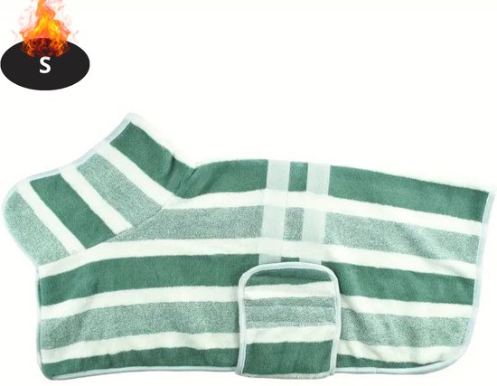 Bovista Peignoir pour chien – Serviette pour chien – Pour Chiens – Vêtements pour chiens – Pull pour chien – Sweat à capuche – Séchage rapide – Vert – S