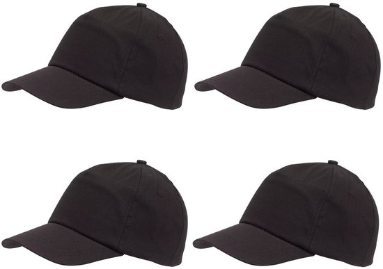Casquette de baseball noire 5 panneaux pour adultes avec fermeture velcro 4 pièces